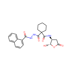 O=C1C[C@H](NC(=O)C2(C(=O)NNC(=O)c3cccc4ccccc34)CCCCC2)[C@@H](O)O1 ZINC000036092977