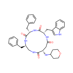 O=C1C[C@H](NC2CCOCC2)C(=O)NC[C@@H](Cc2ccccc2)NC(=O)[C@H](Cc2ccccc2)NC(=O)[C@H](Cc2c[nH]c3ccccc23)N1 ZINC000028638632