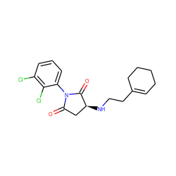 O=C1C[C@H](NCCC2=CCCCC2)C(=O)N1c1cccc(Cl)c1Cl ZINC000002882835