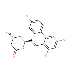 O=C1C[C@H](O)C[C@@H](/C=C/c2c(Cl)cc(Cl)cc2-c2ccc(Cl)cc2)O1 ZINC000029484044