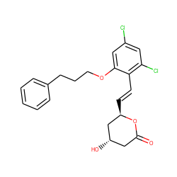 O=C1C[C@H](O)C[C@@H](/C=C/c2c(Cl)cc(Cl)cc2OCCCc2ccccc2)O1 ZINC000029412640