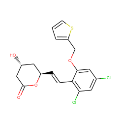 O=C1C[C@H](O)C[C@@H](/C=C/c2c(Cl)cc(Cl)cc2OCc2cccs2)O1 ZINC000029413470