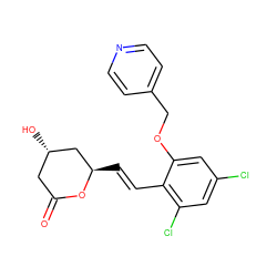 O=C1C[C@H](O)C[C@@H](/C=C/c2c(Cl)cc(Cl)cc2OCc2ccncc2)O1 ZINC000029410085