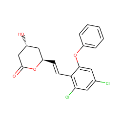 O=C1C[C@H](O)C[C@@H](/C=C/c2c(Cl)cc(Cl)cc2Oc2ccccc2)O1 ZINC000029409009