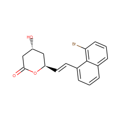 O=C1C[C@H](O)C[C@@H](/C=C/c2cccc3cccc(Br)c23)O1 ZINC000027863730