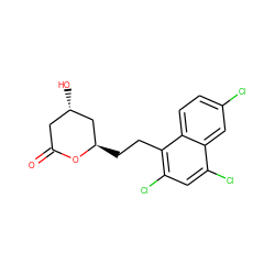 O=C1C[C@H](O)C[C@@H](CCc2c(Cl)cc(Cl)c3cc(Cl)ccc23)O1 ZINC000027872967