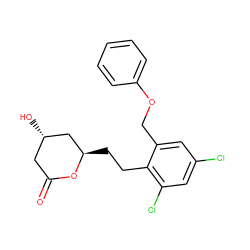 O=C1C[C@H](O)C[C@@H](CCc2c(Cl)cc(Cl)cc2COc2ccccc2)O1 ZINC000095542503