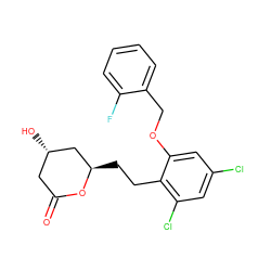 O=C1C[C@H](O)C[C@@H](CCc2c(Cl)cc(Cl)cc2OCc2ccccc2F)O1 ZINC000029408809