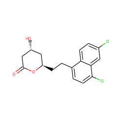 O=C1C[C@H](O)C[C@@H](CCc2ccc(Cl)c3cc(Cl)ccc23)O1 ZINC000027871021