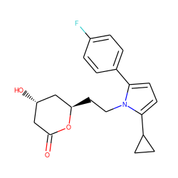 O=C1C[C@H](O)C[C@@H](CCn2c(-c3ccc(F)cc3)ccc2C2CC2)O1 ZINC000026832445