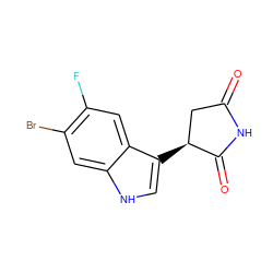 O=C1C[C@H](c2c[nH]c3cc(Br)c(F)cc23)C(=O)N1 ZINC001772587600