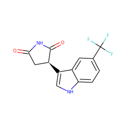 O=C1C[C@H](c2c[nH]c3ccc(C(F)(F)F)cc23)C(=O)N1 ZINC001772650869