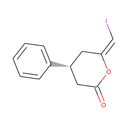 O=C1C[C@H](c2ccccc2)C/C(=C\I)O1 ZINC000026404452