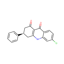 O=C1C[C@H](c2ccccc2)Cc2[nH]c3cc(Cl)ccc3c(=O)c21 ZINC000063539439