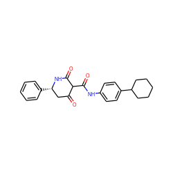 O=C1C[C@H](c2ccccc2)NC(=O)C1C(=O)Nc1ccc(C2CCCCC2)cc1 ZINC000029126809