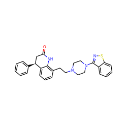 O=C1C[C@H](c2ccccc2)c2cccc(CCN3CCN(c4nsc5ccccc45)CC3)c2N1 ZINC000003948572