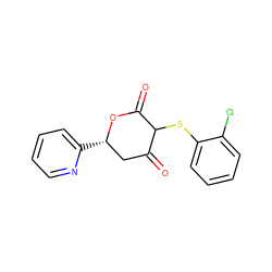 O=C1C[C@H](c2ccccn2)OC(=O)C1Sc1ccccc1Cl ZINC000299840088