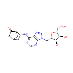 O=C1C[C@H]2C[C@@H](Nc3ncnc4c3ncn4C[C@@H]3O[C@H](CO)[C@@H](O)[C@H]3O)[C@H]1C2 ZINC000261095471