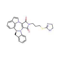 O=C1C2=C(C(=O)N1CCCSC1=NCCN1)n1ccc3cccc(c31)[C@@H]1Cc3ccccc3N21 ZINC000040421807