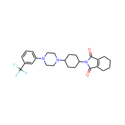 O=C1C2=C(CCCC2)C(=O)N1C1CCC(N2CCN(c3cccc(C(F)(F)F)c3)CC2)CC1 ZINC000028876265