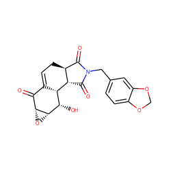 O=C1C2=CC[C@H]3C(=O)N(Cc4ccc5c(c4)OCO5)C(=O)[C@@H]3[C@@H]2[C@H](O)[C@@H]2O[C@H]12 ZINC000007998683