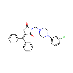 O=C1CC(=C(c2ccccc2)c2ccccc2)C(=O)N1CN1CCN(c2cccc(Cl)c2)CC1 ZINC000013782625