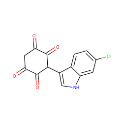 O=C1CC(=O)C(=O)C(c2c[nH]c3cc(Cl)ccc23)C1=O ZINC000036176177