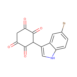 O=C1CC(=O)C(=O)C(c2c[nH]c3ccc(Br)cc23)C1=O ZINC000036176170