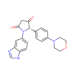 O=C1CC(=O)N(c2ccc3[nH]cnc3c2)[C@H]1c1ccc(N2CCOCC2)cc1 ZINC000096172355