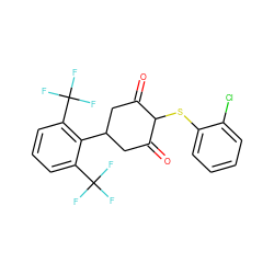 O=C1CC(c2c(C(F)(F)F)cccc2C(F)(F)F)CC(=O)C1Sc1ccccc1Cl ZINC000299827584