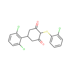 O=C1CC(c2c(Cl)cccc2Cl)CC(=O)C1Sc1ccccc1Cl ZINC000098208398