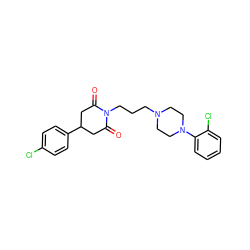 O=C1CC(c2ccc(Cl)cc2)CC(=O)N1CCCN1CCN(c2ccccc2Cl)CC1 ZINC000072172286