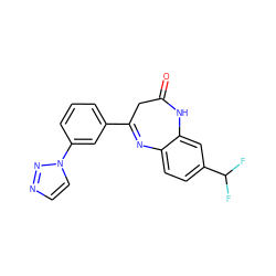 O=C1CC(c2cccc(-n3ccnn3)c2)=Nc2ccc(C(F)F)cc2N1 ZINC000101144618