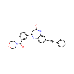 O=C1CC(c2cccc(C(=O)N3CCOCC3)c2)=Nc2ccc(C#Cc3ccccc3)cc2N1 ZINC000101100407