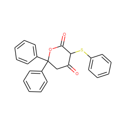 O=C1CC(c2ccccc2)(c2ccccc2)OC(=O)C1Sc1ccccc1 ZINC000101318950