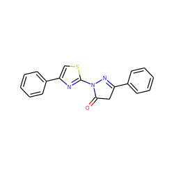 O=C1CC(c2ccccc2)=NN1c1nc(-c2ccccc2)cs1 ZINC000100514335