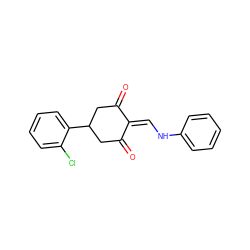 O=C1CC(c2ccccc2Cl)CC(=O)C1=CNc1ccccc1 ZINC000000449861