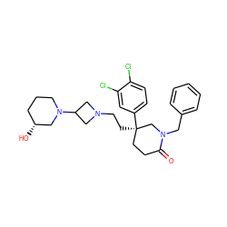 O=C1CC[C@@](CCN2CC(N3CCC[C@@H](O)C3)C2)(c2ccc(Cl)c(Cl)c2)CN1Cc1ccccc1 ZINC000022927780