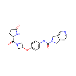 O=C1CC[C@@H](C(=O)N2CC(Oc3ccc(NC(=O)N4Cc5ccncc5C4)cc3)C2)N1 ZINC000167876112