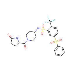 O=C1CC[C@@H](C(=O)N2CCC(NS(=O)(=O)c3cc(S(=O)(=O)c4ccccc4)ccc3C(F)(F)F)CC2)N1 ZINC000042921313