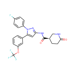 O=C1CC[C@@H](C(=O)Nc2cc(-c3cccc(OC(F)(F)F)c3)n(-c3ccc(F)cc3)n2)CN1 ZINC000169707104