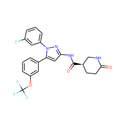 O=C1CC[C@@H](C(=O)Nc2cc(-c3cccc(OC(F)(F)F)c3)n(-c3cccc(F)c3)n2)CN1 ZINC000169707109