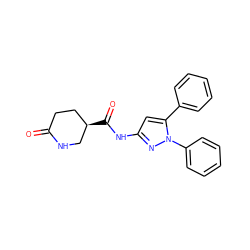 O=C1CC[C@@H](C(=O)Nc2cc(-c3ccccc3)n(-c3ccccc3)n2)CN1 ZINC000143752641