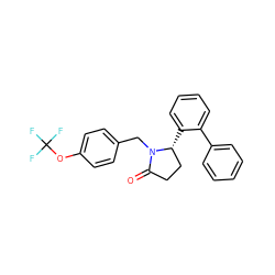 O=C1CC[C@@H](c2ccccc2-c2ccccc2)N1Cc1ccc(OC(F)(F)F)cc1 ZINC000167354022