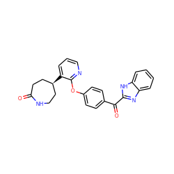 O=C1CC[C@@H](c2cccnc2Oc2ccc(C(=O)c3nc4ccccc4[nH]3)cc2)CCN1 ZINC000139129301