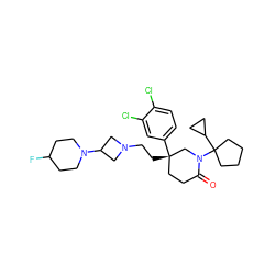 O=C1CC[C@](CCN2CC(N3CCC(F)CC3)C2)(c2ccc(Cl)c(Cl)c2)CN1C1(C2CC2)CCCC1 ZINC000028361941