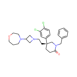 O=C1CC[C@](CCN2CC(N3CCCOCC3)C2)(c2ccc(Cl)c(Cl)c2)CN1Cc1ccccc1 ZINC000022927731