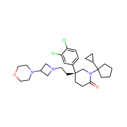 O=C1CC[C@](CCN2CC(N3CCOCC3)C2)(c2ccc(Cl)c(Cl)c2)CN1C1(C2CC2)CCCC1 ZINC000028362311