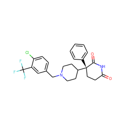 O=C1CC[C@](c2ccccc2)(C2CCN(Cc3ccc(Cl)c(C(F)(F)F)c3)CC2)C(=O)N1 ZINC000040973228