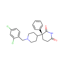 O=C1CC[C@](c2ccccc2)(C2CCN(Cc3ccc(Cl)cc3Cl)CC2)C(=O)N1 ZINC000040431243